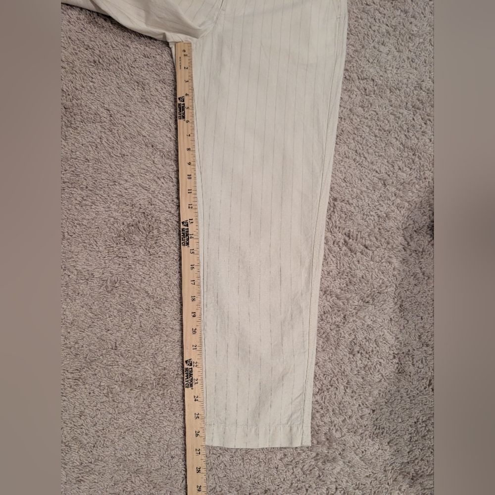 NWT Uniqlo Linen Cotton Striped Tapered Pants - Picture 8 of 13